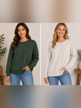 Time and Tru Sweaters 2-Pack Large Green & Beige